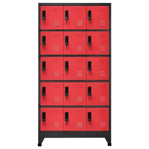 Berkfield Locker Cabinet Anthracite and Red 90x40x180 cm Steel