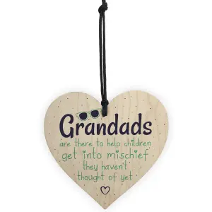 Red Ocean Funny Sign Grandad Birthday Gift Wooden Heart Wall Plaque Fathers Day Gifts From Grandchildren