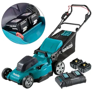 Makita Twin 18v/36v LXT Lawn Mower Brushless 2x5ah + Makita DUR181Z Strimmer