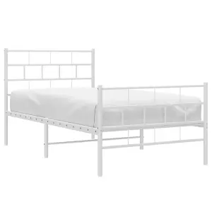 Berkfield Metal Bed Frame with Headboard and Footboard White 100x190 cm