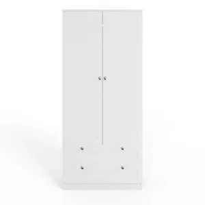 2 Door 2 Drawer Combination Wardrobe Matt White Panelled Scratch Resistant