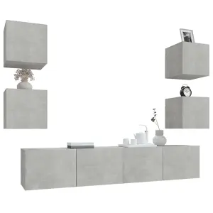 Berkfield 6 Piece TV Cabinet Set Concrete Grey Engineered Wood