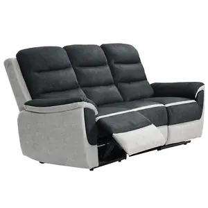 Comfy Living Two Tone Contrast Fabric Recliner 3 Seater Sofa