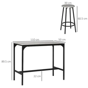 HOMCOM 5 Piece Bar Table and Stools Set with Metal Frame Grey