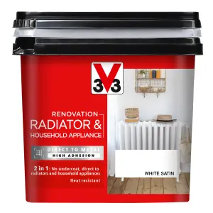 V33 Renovation White Satinwood Radiator & appliance paint, 750ml