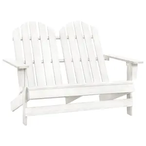 Berkfield 2-Seater Garden Adirondack Chair Solid Fir Wood White