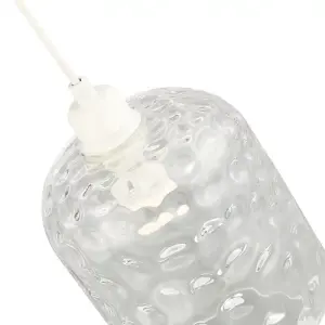 Clear Glass Pendant Lamp Shade with Crater Effect Moulded Design - 22cm x 18cm