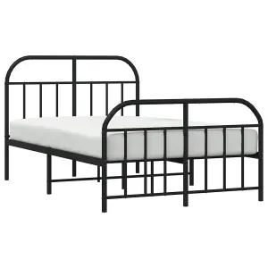 Berkfield Metal Bed Frame with Headboard and Footboard Black 120x200 cm