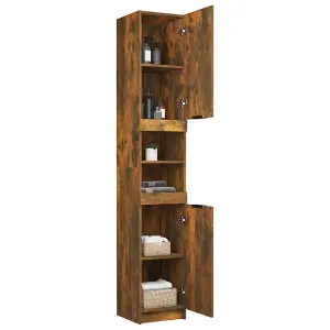 Berkfield Bathroom Cabinet Smoked Oak 32x34x188.5 cm Engineered Wood