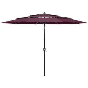 Berkfield 3-Tier Parasol with Aluminium Pole Bordeaux Red 3 m