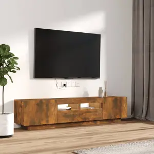 Berkfield 2 Piece TV Cabinet Set with LED Lights Smoked Oak Engineered Wood