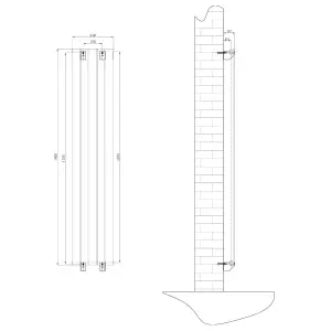 Porter White Single Vertical Flat Panel Radiator - 1800x340mm