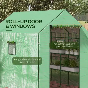 Outsunny Walk-in Outdoor Green House with Door and Mesh Windows, Green