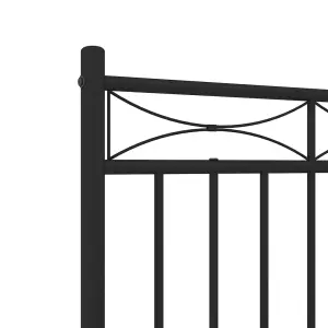 Berkfield Metal Bed Frame with Headboard Black 140x190 cm