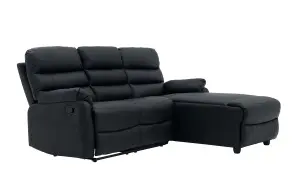 Carter 3 Seater Sofa With Right Hand Chaise and Left Hand Recliner, Black Faux Leather