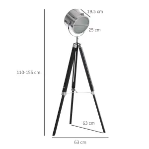 HOMCOM Industrial Style Adjustable Tripod Floor Lamp, Searchlight Reading Lamp