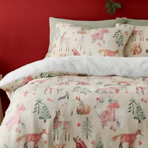 Christmas Woodland Animals Plush Duvet Cover Set