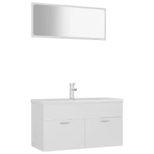 Berkfield Bathroom Furniture Set White Engineered Wood