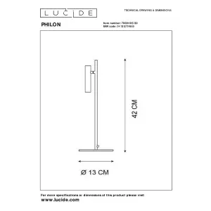 Lucide Philon Modern Table Lamp 13cm - LED Dim. - 1x4,5W 3000K - Black