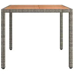 Berkfield Garden Table with Wooden Top Grey Poly Rattan&Solid Wood Acacia