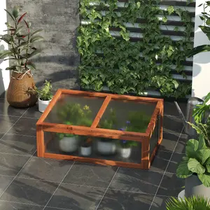 Outsunny Square Wooden Outdoor Greenhouse for Plants PC Board 100 x 65 x 40cm