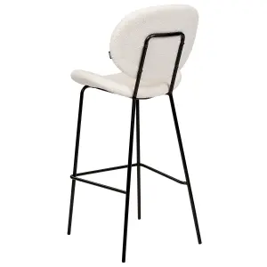 Set of 2 Bar Chairs LUANA Boucle White