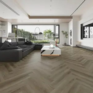 Dark Brown Wood Effect Herringbone Vinyl Tile, 2.5mm Matte Luxury Vinyl Tile For Commercial & Residential Use,3.764m² Pack of 60