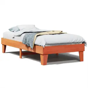 Berkfield Bed Frame without Mattress Wax Brown 100x200 cm Solid Wood Pine