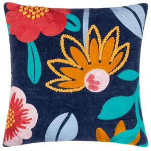 Janey Navy Square Throw Cushion Covers