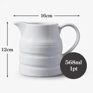 WM Bartleet & Sons Porcelain Traditional Churn Jug 1 Pint, White