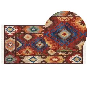 Wool Kilim Area Rug 80 x 150 cm Multicolour ZOVUNI