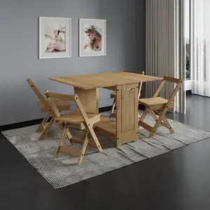 Mercers Furniture Corona Butterfly Dining Set & 4 Chairs Folding Compact Drop Leaf Solid Pine