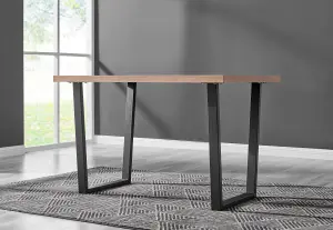 Kylo Brown Wood Effect Dining Table & 4 Grey Milan Black Leg Chairs