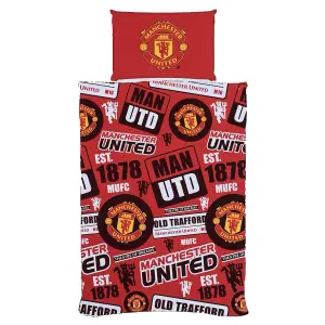 Manchester United FC Patches Duvet Cover Set Red/Yellow/Black (Single)