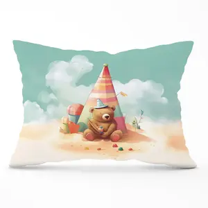 A Bear On A Beach Holiday Cushions 33cm x 48cm