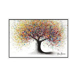 Rainbow Soul Tree by Ashvin Harrison - Print on Canvas White Framed / 45.72cm H x 66.04cm W x 3.81cm D