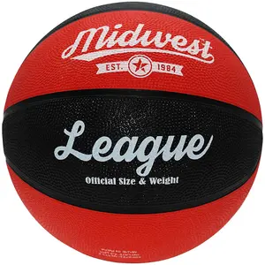 Size 3 Red & Black League Basketball Ball - High Grip Rubber Durable Outdoor