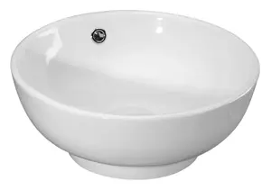 Round Ceramic Countertop Vessel with Overflow - 410mm