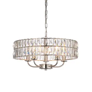 Luminosa Clifton 5 Light Multi Arm Lamp Ceiling Pendant Bright Nickel