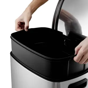 Stainless Steel Pedal Bin Trash Can Kitchen Bin Recycling Rubbish Bin 50L