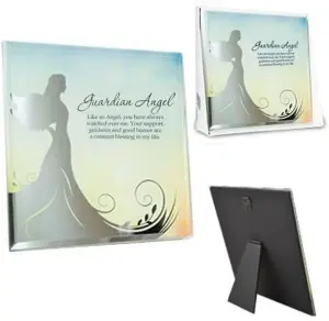 Glass Mirror Hanging Wall Plaque With Stand Reflection Box Gift Set Home Picture Guardian Angel