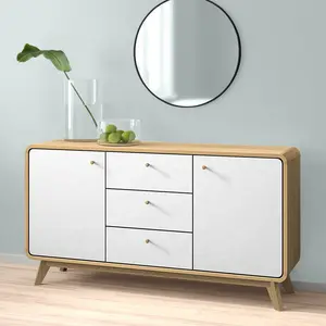 Justine 140Cm Wide 3 Drawer Sideboard Oak/White