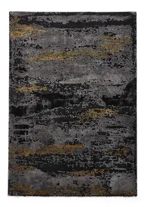 Black Gold Modern Abstract Machine Made Easy to Clean Rug for Living Room Bedroom and Dining Room-120cm X 170cm