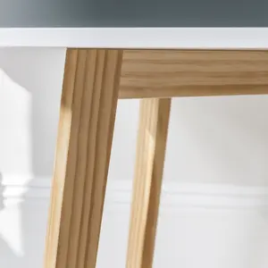 Ludvig Office Desk Computer Table in Classic White and Natural Pine