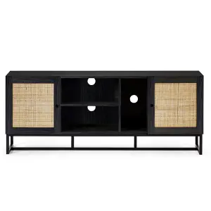 Black with Rattan TV/Media Unit