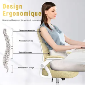 Ergonomic Office Desk Chair with Flip-up Armrest Lumbar Support,Padded Seat Cushion for Home and Office