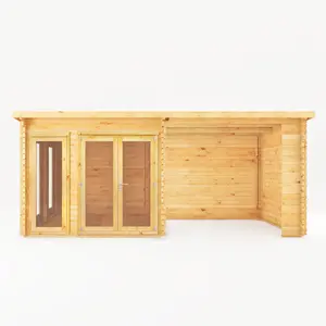 Mercia 20ft x 10ft Studio Pent Log Cabin With Patio Area (28mm)