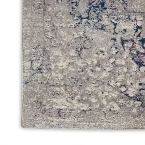 Beige Blue Modern Floral Optical Easy to Clean Rug for Living Room and Bedroom-160cm X 221cm