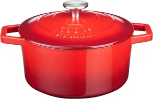 Cast Iron Casserole Set of 3 20 cm 26cm & 28cm / 2.8L 4.3L & 5.8L Dishes Oven Proof Enamelled Cast Iron Pans with Lids