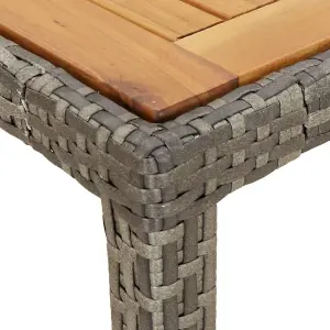 Berkfield Garden Table 90x90x75 cm Poly Rattan and Acacia Wood Grey